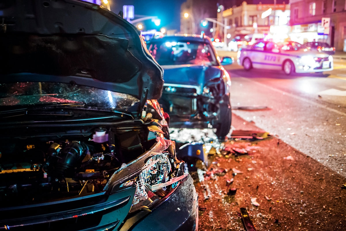 Car crash dangerous accident on the road.